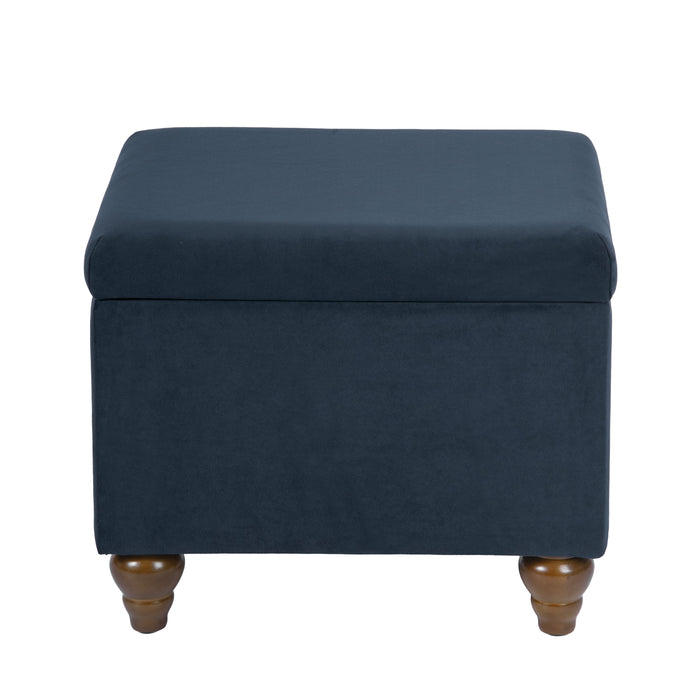 HomePop Medium Storage Ottoman - Blue Velvet