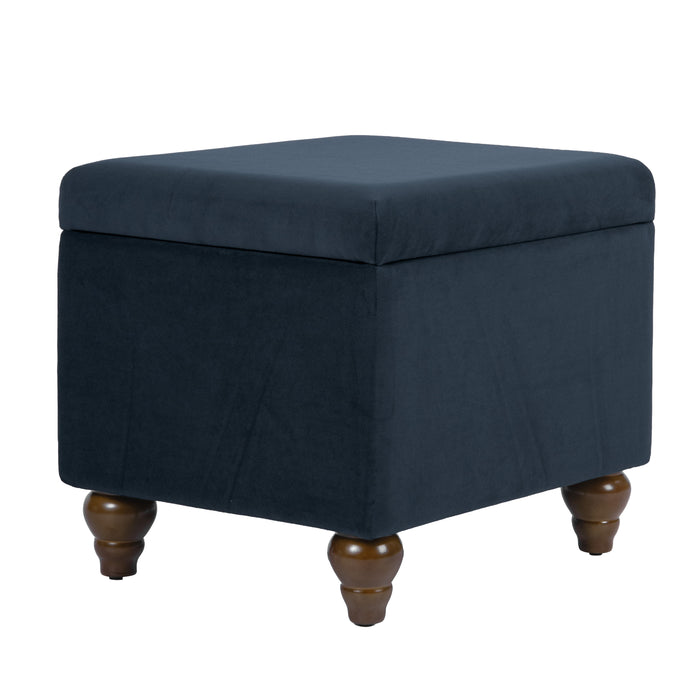 HomePop Medium Storage Ottoman - Blue Velvet