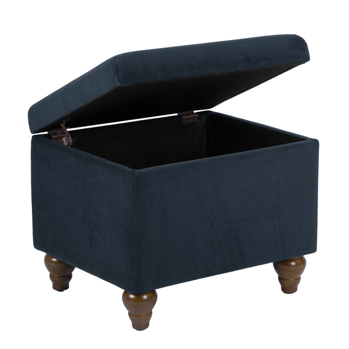 HomePop Medium Storage Ottoman - Blue Velvet