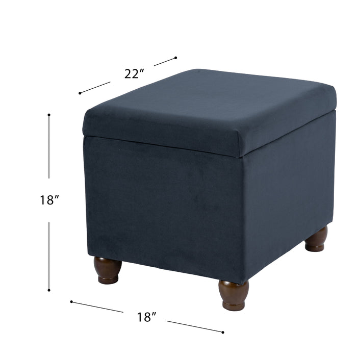 HomePop Medium Storage Ottoman - Blue Velvet