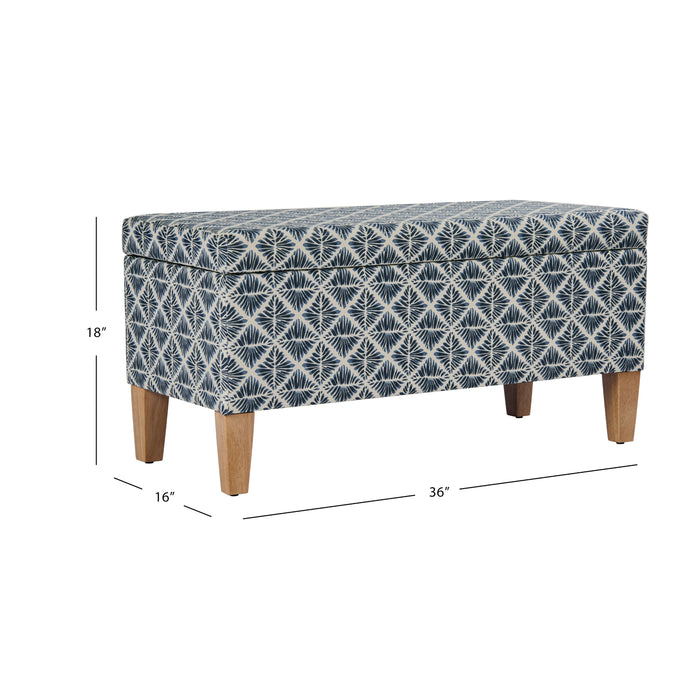 HomePop Large Decorative Storage Bench - Blue Geometric Pattern