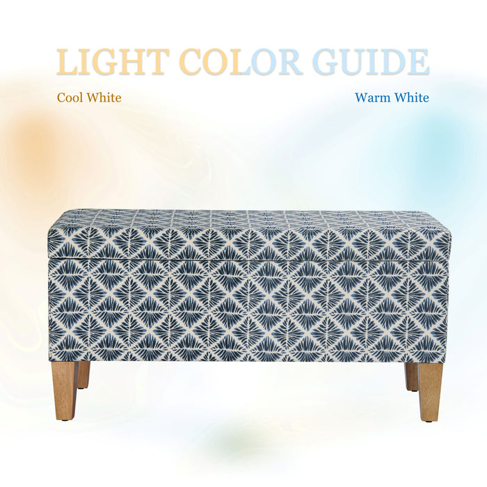 HomePop Large Decorative Storage Bench - Blue Geometric Pattern