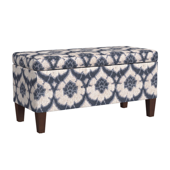 HomePop Drake Large Decorative Storage Bench -Blue Medallion Print