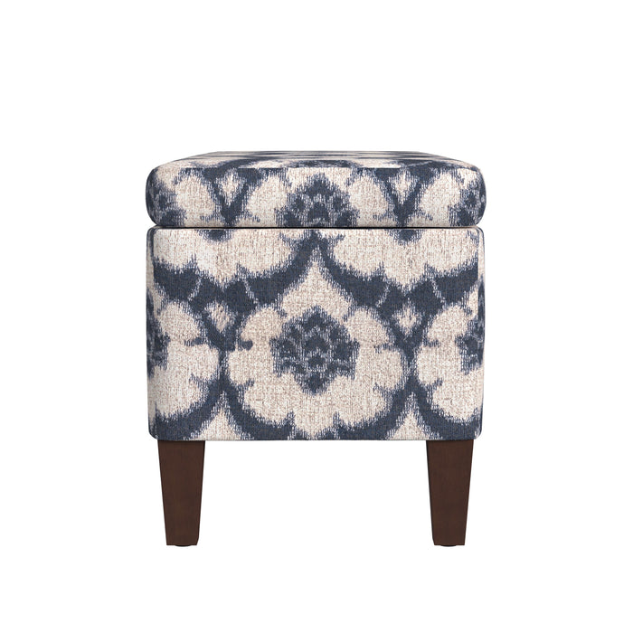 HomePop Drake Large Decorative Storage Bench -Blue Medallion Print