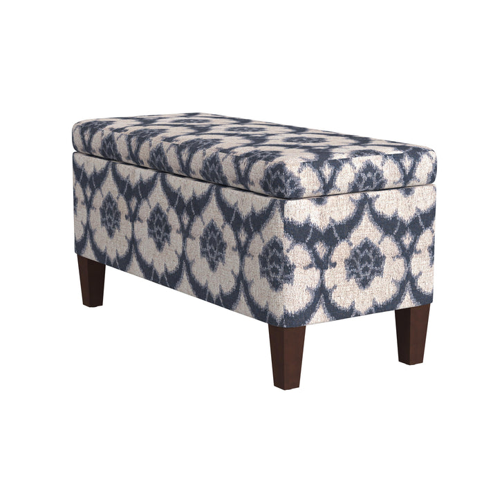 HomePop Drake Large Decorative Storage Bench -Blue Medallion Print