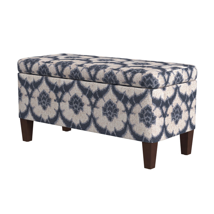 HomePop Drake Large Decorative Storage Bench -Blue Medallion Print