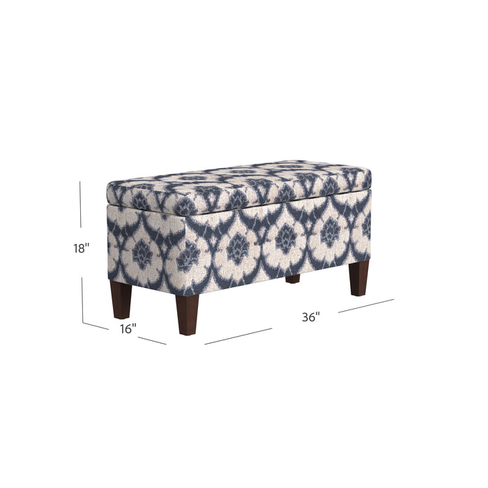 HomePop Drake Large Decorative Storage Bench -Blue Medallion Print