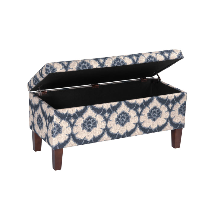 HomePop Drake Large Decorative Storage Bench -Blue Medallion Print