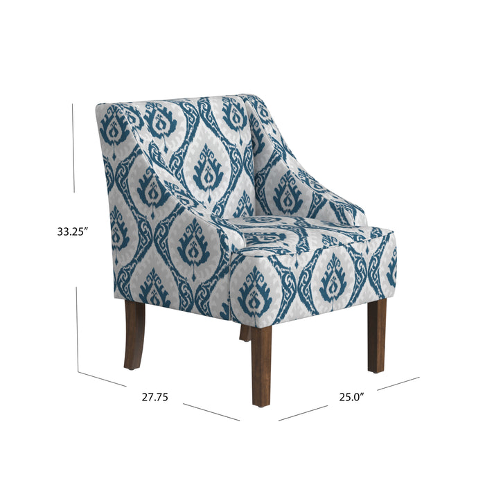 HomePop Classic Swoop Arm Chair - Blue Ikat Medallion Print