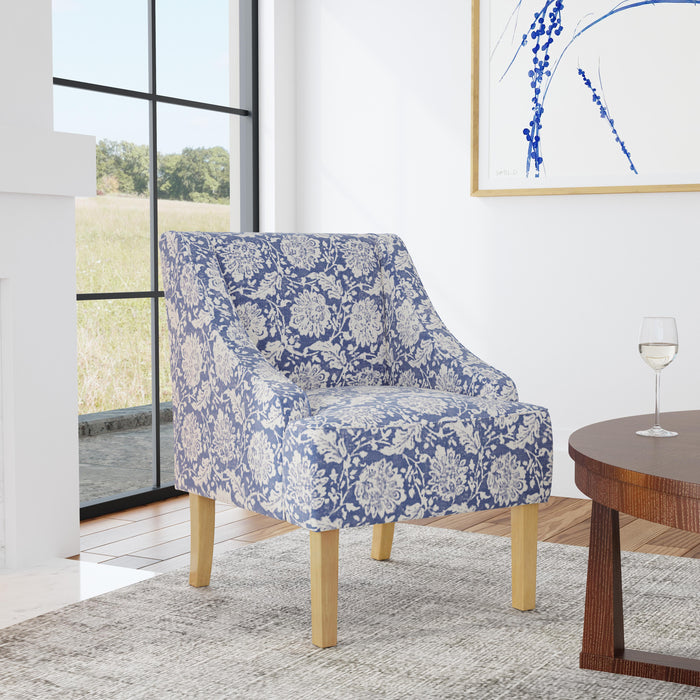 HomePop Classic Swoop Arm Chair - Blue Floral Print