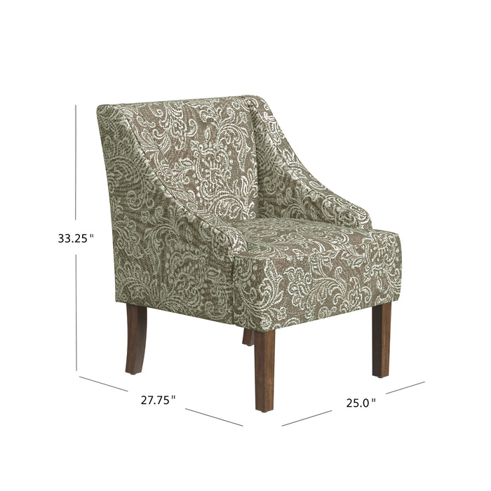 HomePop Classic Swoop Arm Chair - Brown Jacobean Print