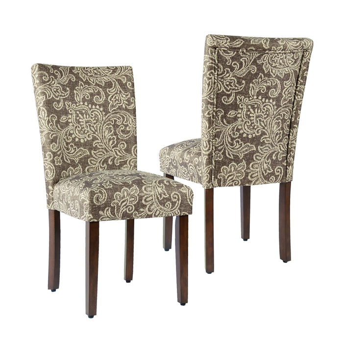 HomePop Classic Parsons Dining Chair -Brown Jacobean Print (Set of 2)