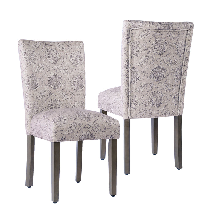 HomePop Classic Parsons Dining Chair -Linen Artistic Floral Print (Set of 2)