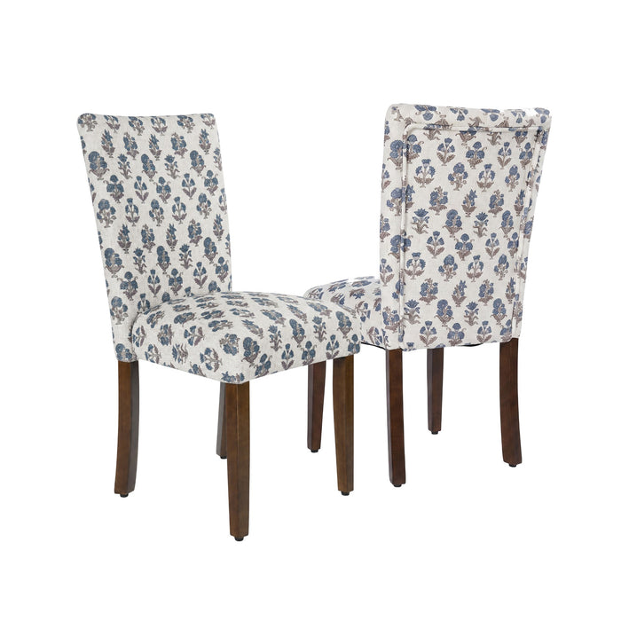 HomePop Classic Parsons DiningChair - Blue Floral Pattern (packof2)