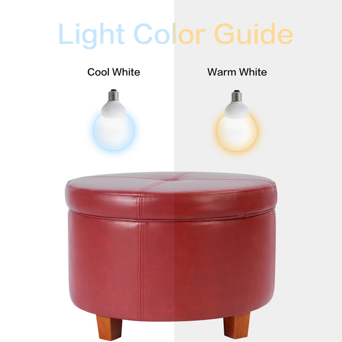 Large Leatherette Storage Ottoman - Red Faux Leather