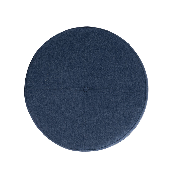 HomePop Large Round Storage Ottoman - Blue Woven Fabric