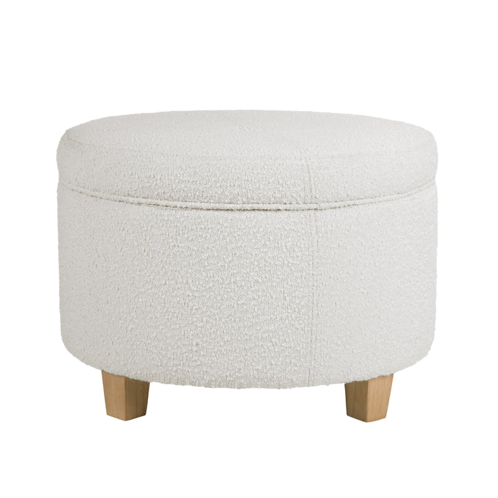 HomePop Large Round Storage Ottoman - Cream. Boucle