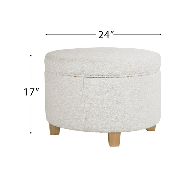 HomePop Large Round Storage Ottoman - Cream. Boucle