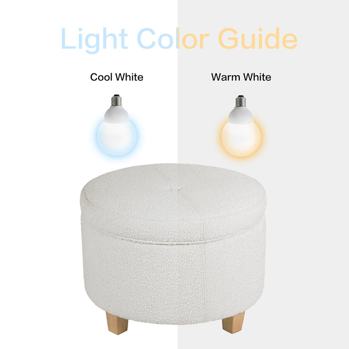 HomePop Large Round Storage Ottoman - Cream. Boucle