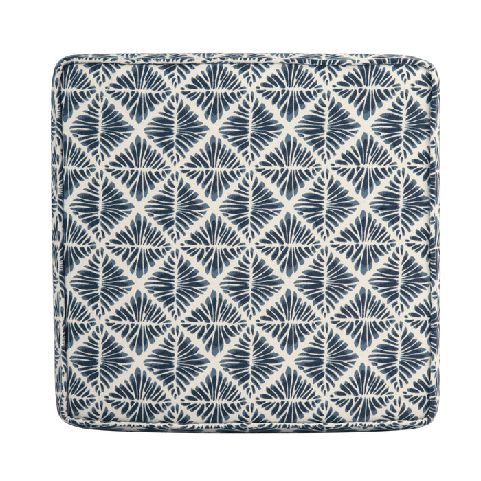 HomePop Square Ottoman with Lift Off Top - Blue Geometric Pattern