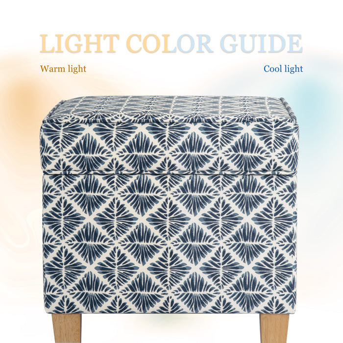 HomePop Square Ottoman with Lift Off Top - Blue Geometric Pattern