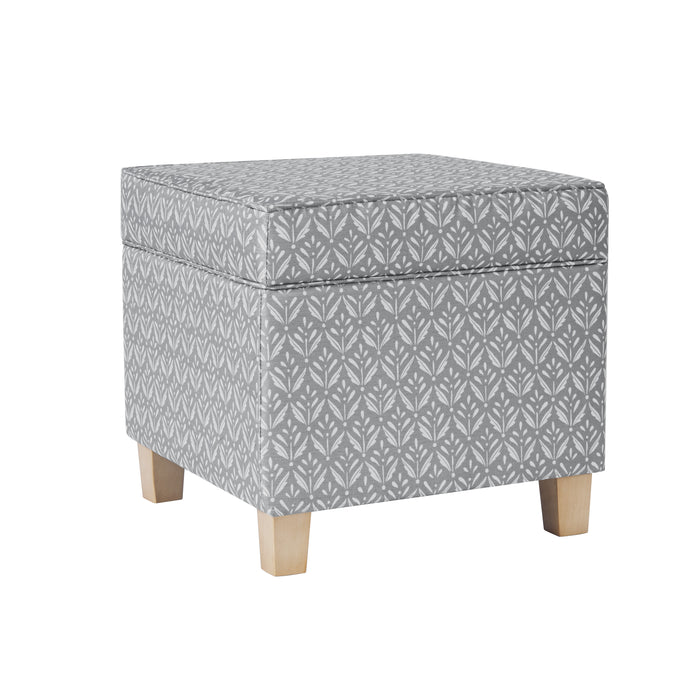 HomePop Upholstered Square Storage Ottoman - Light Grey Print