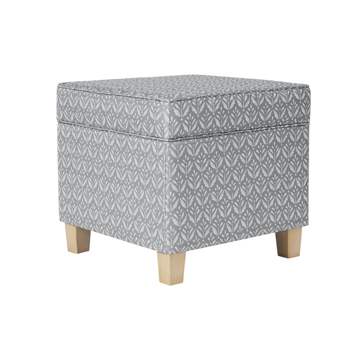HomePop Upholstered Square Storage Ottoman - Light Grey Print