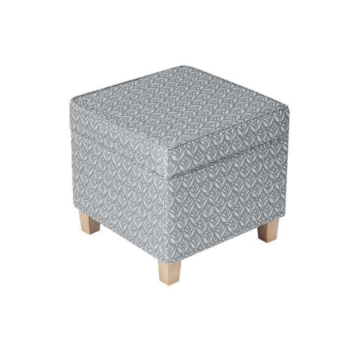 HomePop Upholstered Square Storage Ottoman - Light Grey Print