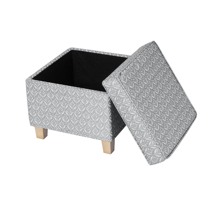 HomePop Upholstered Square Storage Ottoman - Light Grey Print