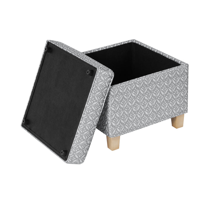 HomePop Upholstered Square Storage Ottoman - Light Grey Print