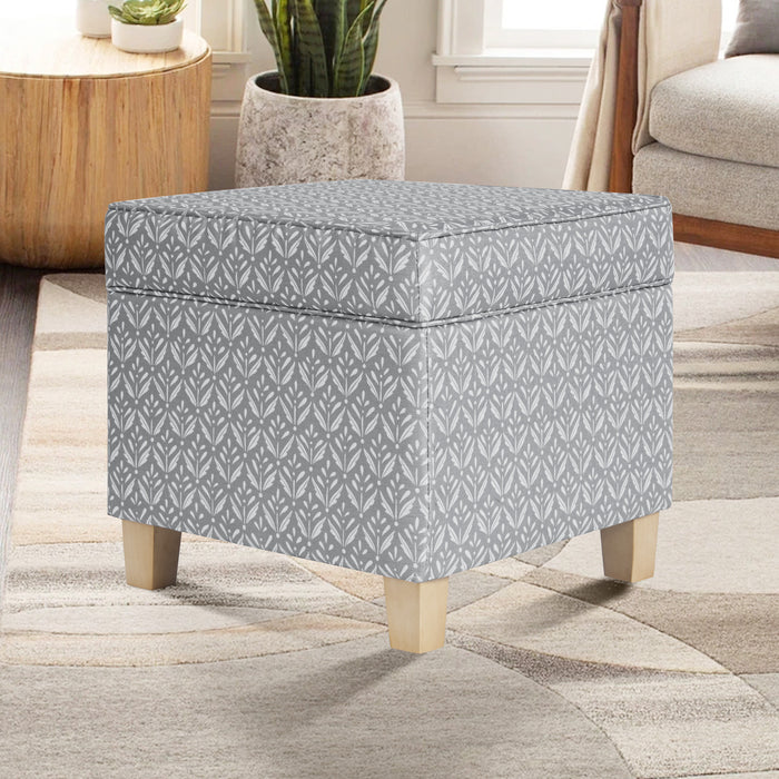 HomePop Upholstered Square Storage Ottoman - Light Grey Print