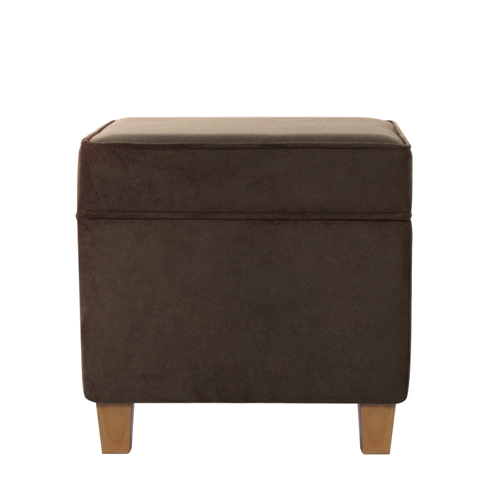 HomePop Square Ottoman with Lift Off Top - Chocolate Brown Velvet