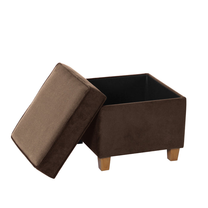 HomePop Square Ottoman with Lift Off Top - Chocolate Brown Velvet