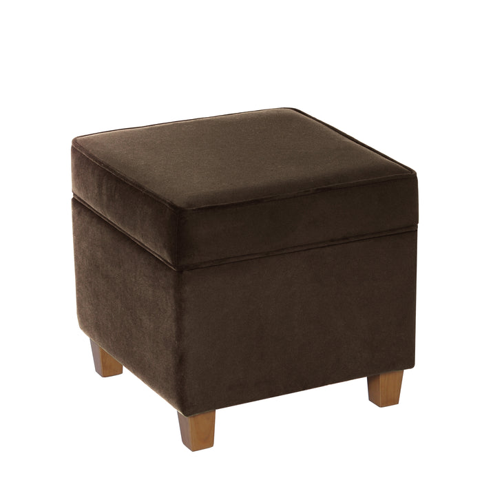 HomePop Square Ottoman with Lift Off Top - Chocolate Brown Velvet