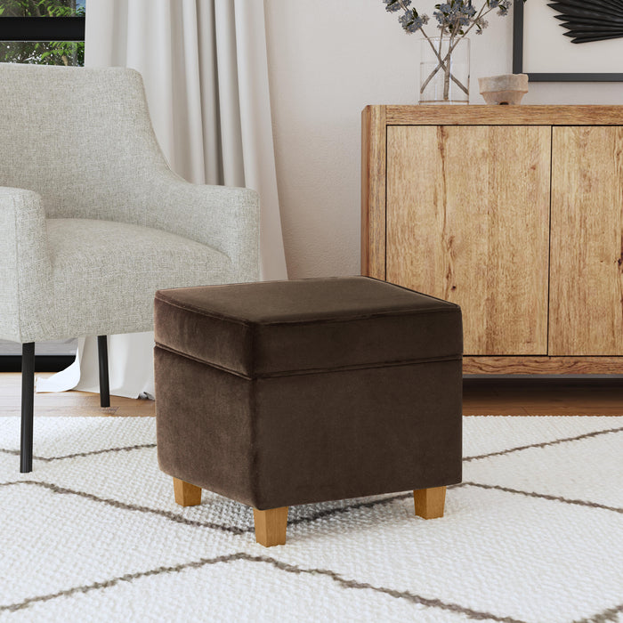 HomePop Square Ottoman with Lift Off Top - Chocolate Brown Velvet