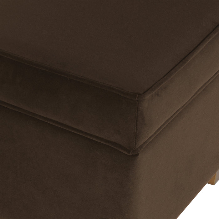 HomePop Square Ottoman with Lift Off Top - Chocolate Brown Velvet