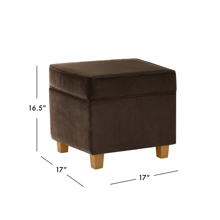 HomePop Square Ottoman with Lift Off Top - Chocolate Brown Velvet