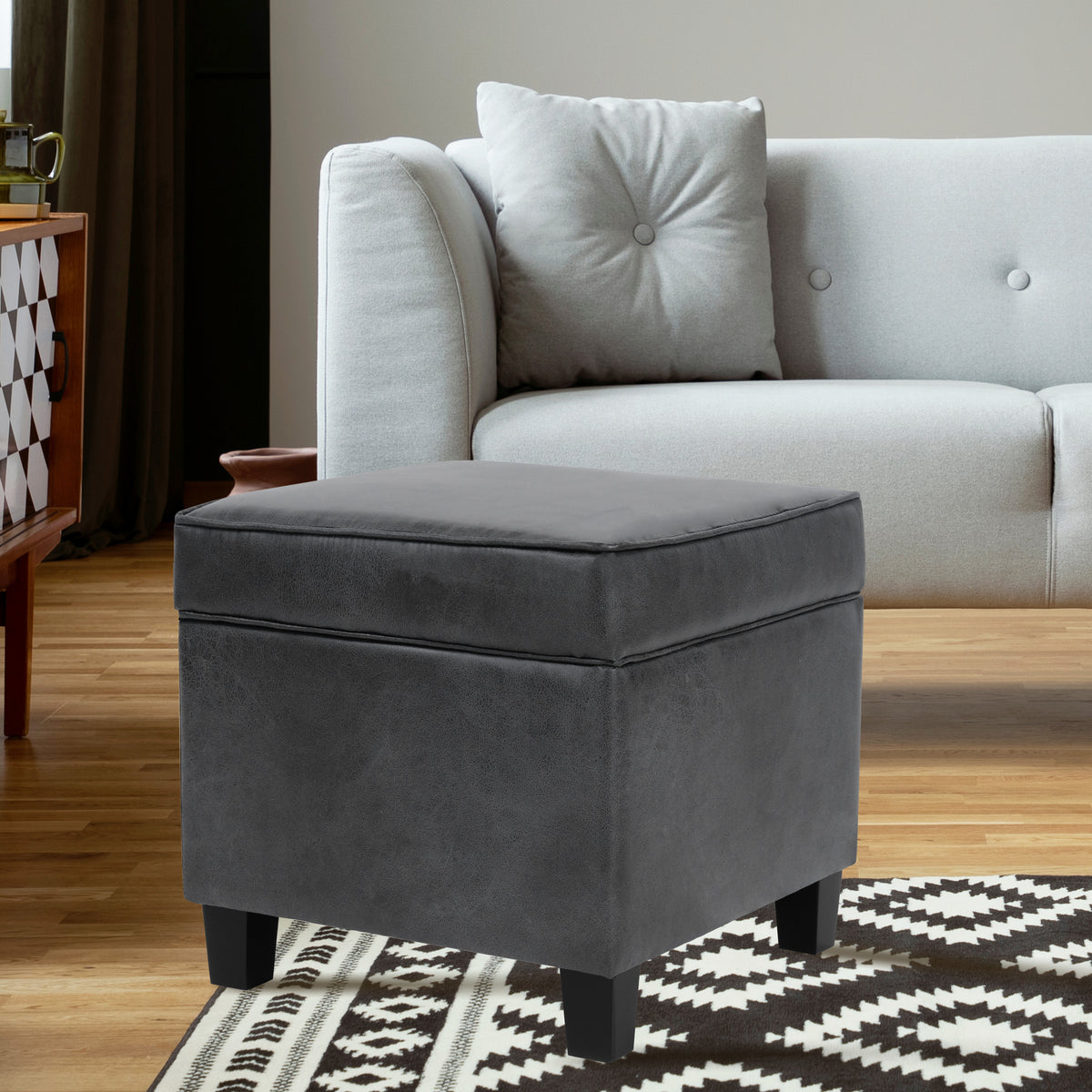 定期入れの Top Off Lift with Ottoman Square - Leather Faux Gray 靴