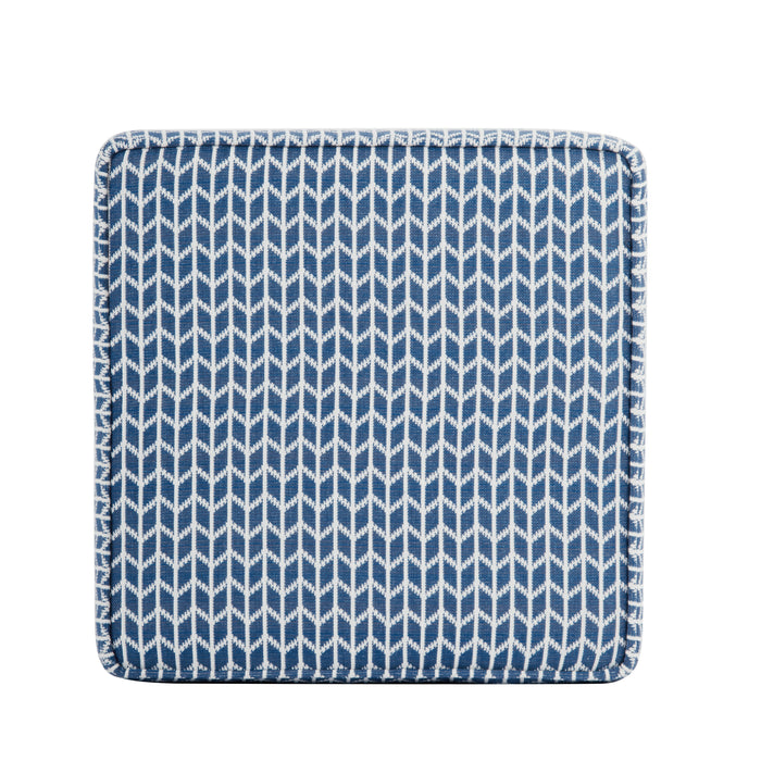 HomePop Square Ottoman with Lift Off Top - Blue Chevron Print