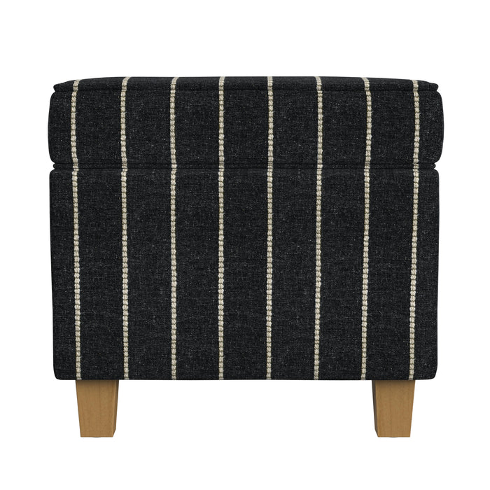 HomePop Square Ottoman with Lift Off Top - Black with Boucle Stripe