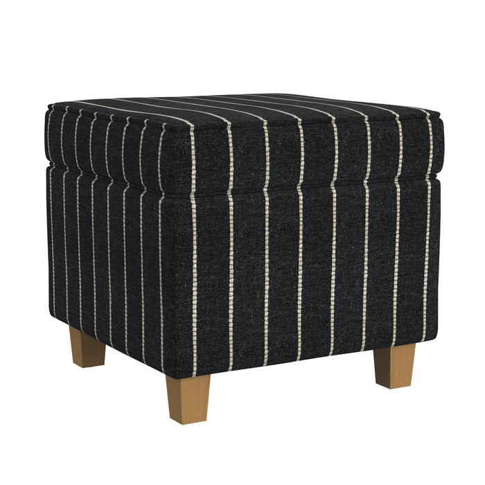 HomePop Square Ottoman with Lift Off Top - Black with Boucle Stripe