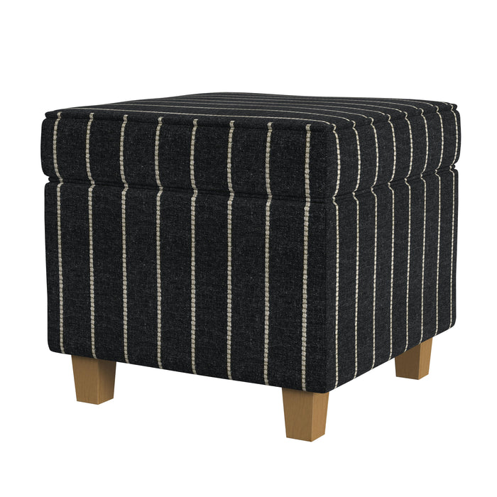 HomePop Square Ottoman with Lift Off Top - Black with Boucle Stripe