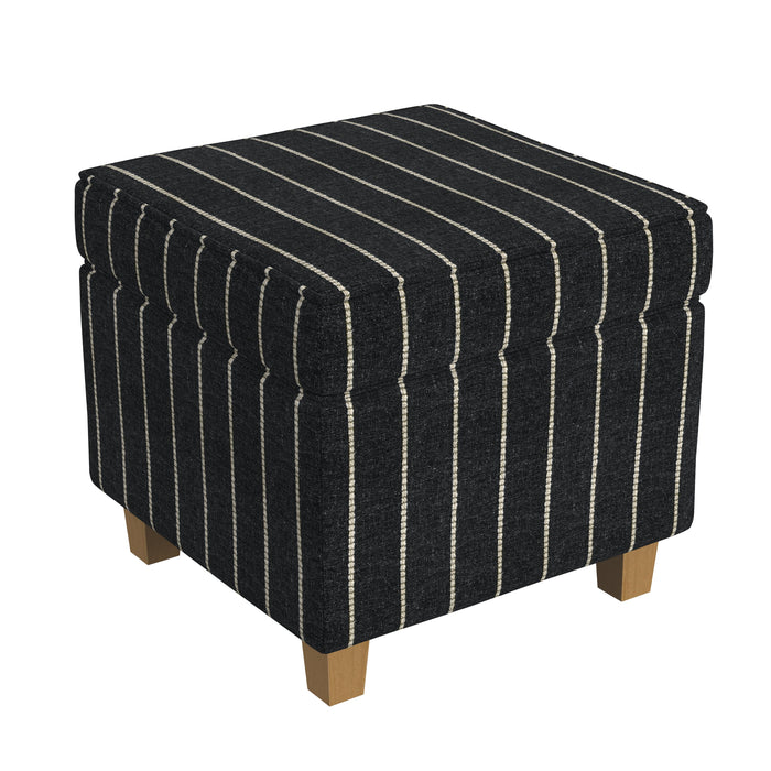HomePop Square Ottoman with Lift Off Top - Black with Boucle Stripe