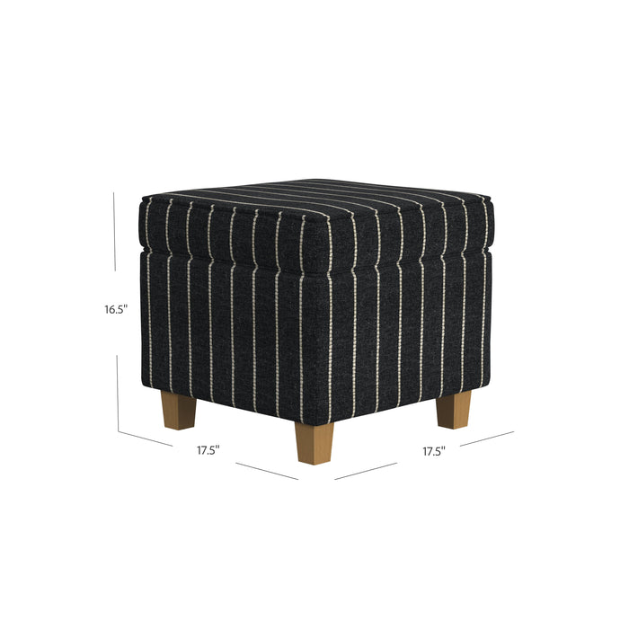 HomePop Square Ottoman with Lift Off Top - Black with Boucle Stripe