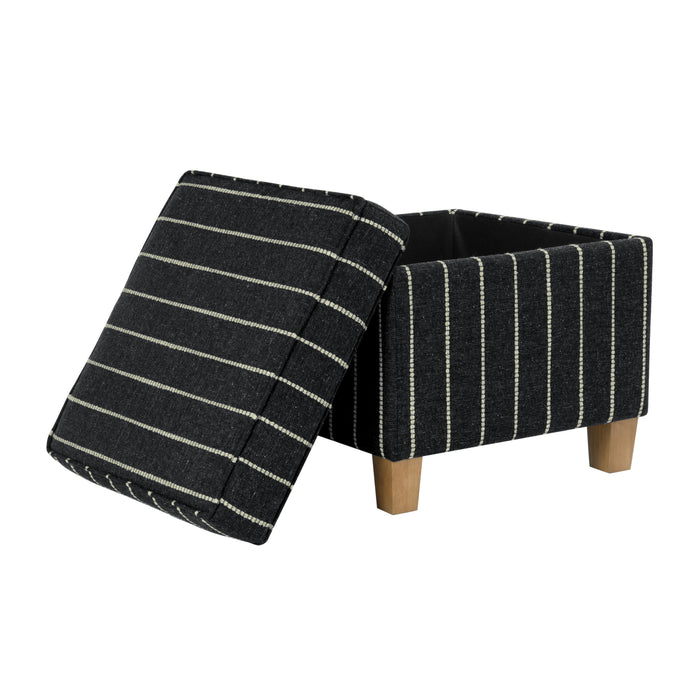 HomePop Square Ottoman with Lift Off Top - Black with Boucle Stripe