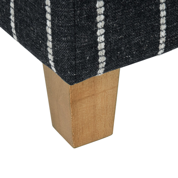 HomePop Square Ottoman with Lift Off Top - Black with Boucle Stripe