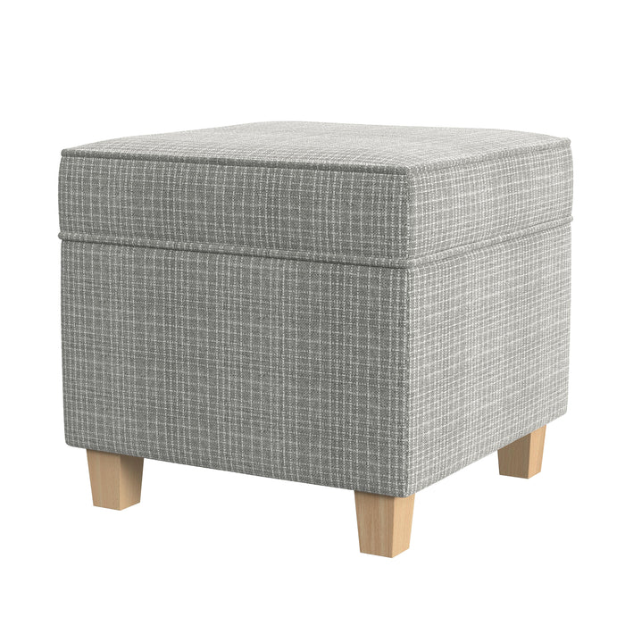 HomePop Square Ottoman with Lift Off Top - Sage Mini Grid Pattern