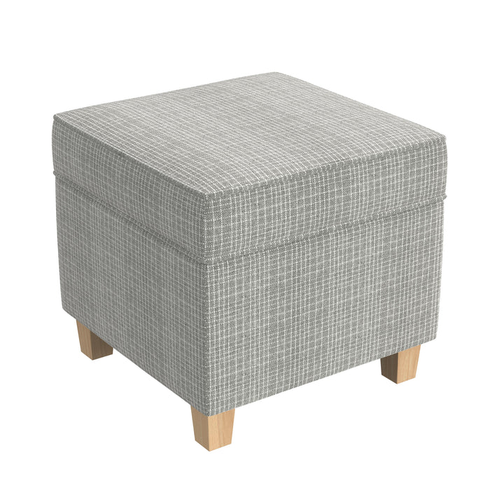 HomePop Square Ottoman with Lift Off Top - Sage Mini Grid Pattern