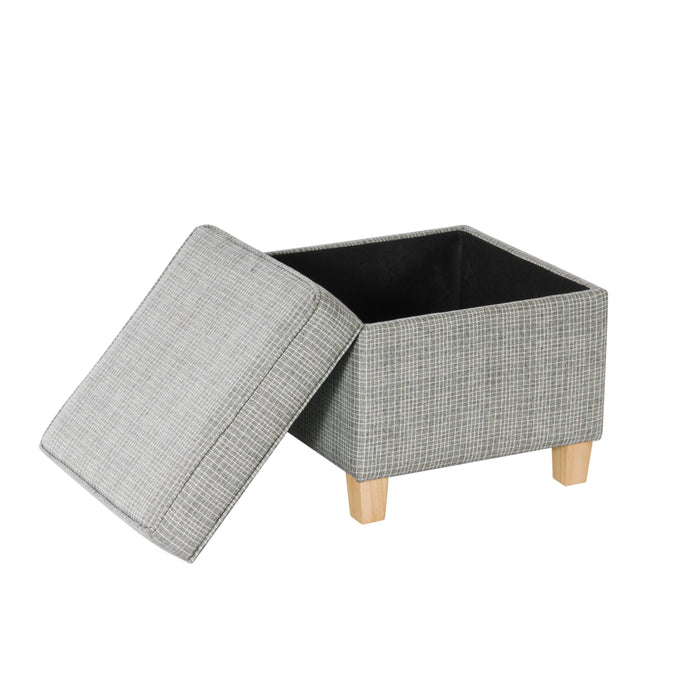HomePop Square Ottoman with Lift Off Top - Sage Mini Grid Pattern