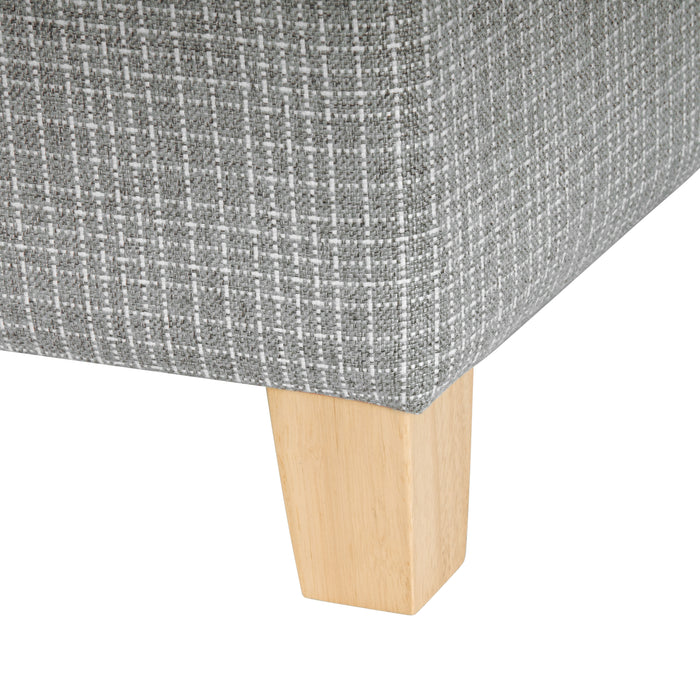 HomePop Square Ottoman with Lift Off Top - Sage Mini Grid Pattern